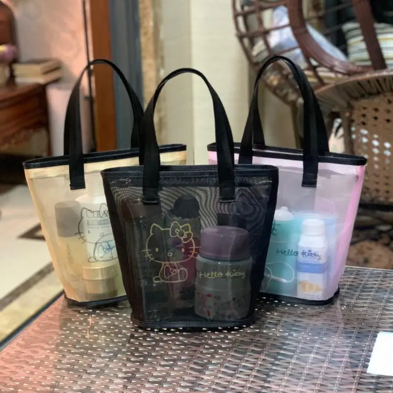

New Kawaii Sanrioed Hello Kitty Cartoon Anime Cute Women's Bags Handbag Cosmetic Bag Transparent Wash Bag Toys for Girls