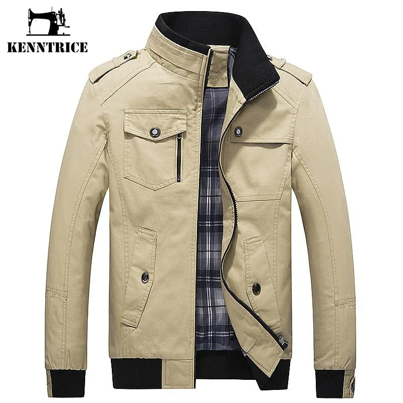 Kenntrice Jackets for Men 2022 Spring Autumn New Stand Collar Cotton Mens Fashion Clothing Trends Wild Streetwear Coat Plus Size