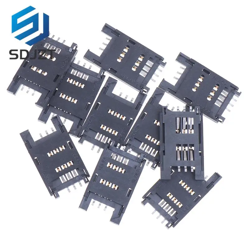 

10pcs SIM Card holder 6P SMT SMD 6 PIN Card Socket / 6pin Slot / Seats/ Holder connector for phone