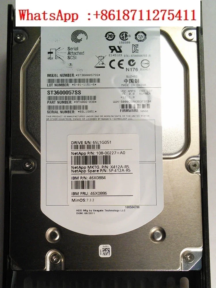 NetApp X412A-R5 108-00227+A1 600G 15K SAS3.5 Специальный измерительный и отчетовный жесткий диск