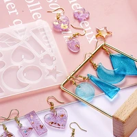 3d pendants silicone mold heart geometric leaf mold kit filling moule jewelry crystal charms resin molds for diy earrings making