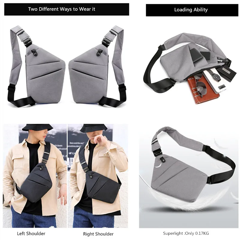 Men's Ultra Thin Anti-theft Small Chest Bag Mini Cross Body Bags Male One Shoulder Sling Bag for Travel Boy Sports Bag
