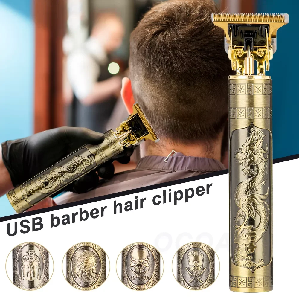 Enlarge Vintage Hair Lighter Clipper For Men Barber Hairdresser Hair Cutting Machine 0mm Cordless Rechargeable Beard Shaver Trimmer