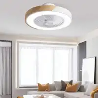 LED lamp with fan intelligent, dining room bedroom ceiling fan lamp, silent invisible blade remote control + app control