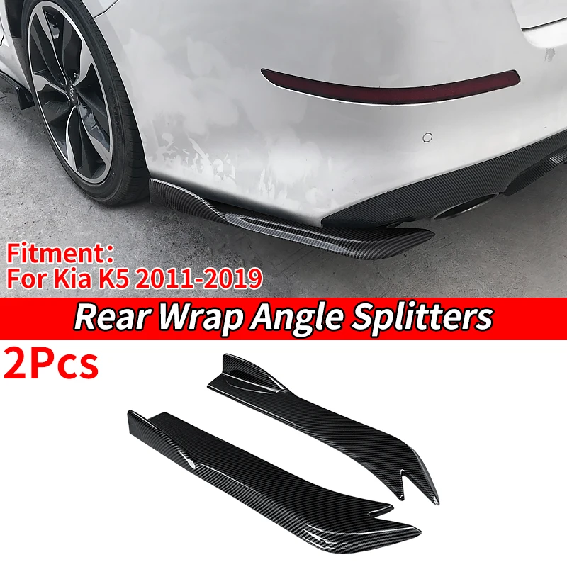 

Car Rear Bumper Splitters Aprons Trunk Lip Spoiler Canard Wing Diffuser Wrap Angle Carbon Fiber Look For Kia K5 2011-2019 2016