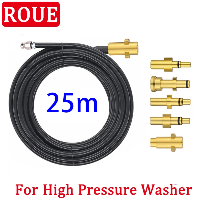 25 Meter For Karcher Bosch Turbo High Pressure Washer Sewer Cleaning Hose Spray Gun Nozzle Extend Unblock The Blocked Line Pipe