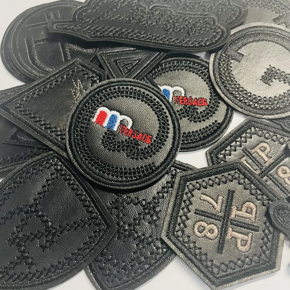

5Pcs Black PU Embroidered Patches Iron on For Clothing Thermoadhesive Custom Sticker for Leather Jacket Coat Punk Patch Apliques