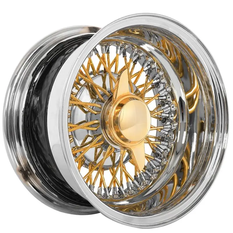 

13 14 15 16 17 18 20 5*114.3 5*120 5*127 4*100 4*114.3WIRE WHEELS STANDARD 72-SPOKE CROSS LACE CHROME RIMS