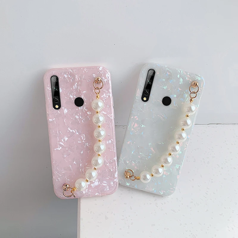 Conch Pattern Pearl Bracelet Case For Huawei Y9 Prime 2019 Y9A Y7A Y7 Y6 2019 P50 P40 P30 Pro P Smart 2021 Mate 10 20 Lite Cover