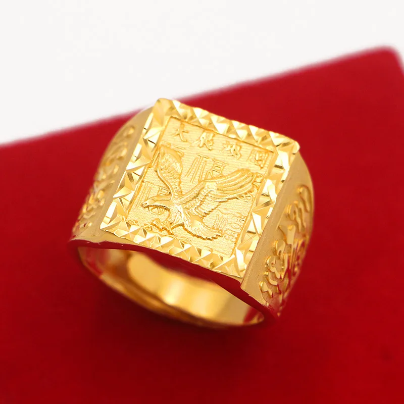 Фото Золотое кольцо для мужчин из настоящего золота 9999 пробы (24K) в стиле Gold Shop, модель Grand Exhibition Boss Style, изысканное, модное, роскошное ювелирное изделие №2