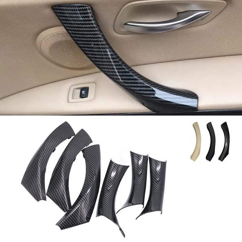 For BMW 3 Series E90 E91 E92 316 318 320 325 328i 2004-12 Carbon Texture Car Interior Door Armrest Handle Pull Frame Cover Trim