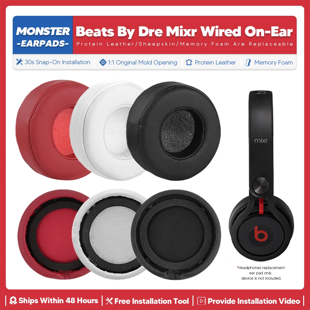 

Replacement Ear Pads For Monster Beats Mixr Wired On Ear Headphone Accessories Headset Ear Cushion Repair Parts 900-00281-01