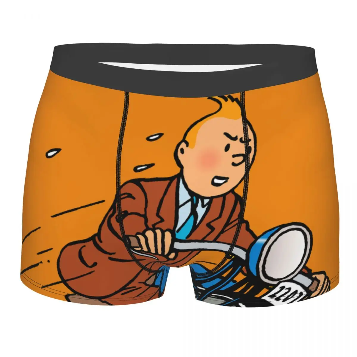 

The Adventures of Tintin Comics Ride A Motorcycle Underpants Homme Panties Man Underwear Print Shorts Boxer Briefs