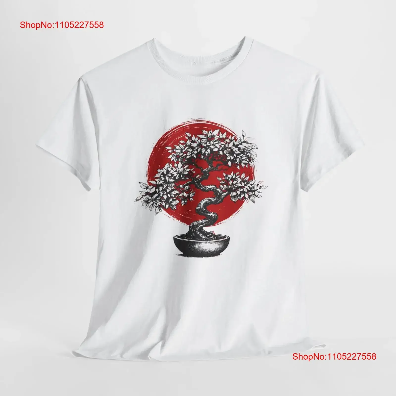 Фото Бонсай красный enso zen круг японская футболка Kawaii винтажная стираная мягкая унисекс слегка дизайнерская одежда повседневная мода №1