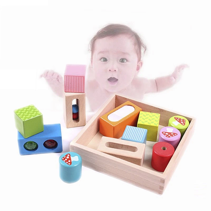 

Kids Toys Sound Color Sense Blocks Wooden Enlightening Stacking Blocks Children Teaching Aids Education Toy