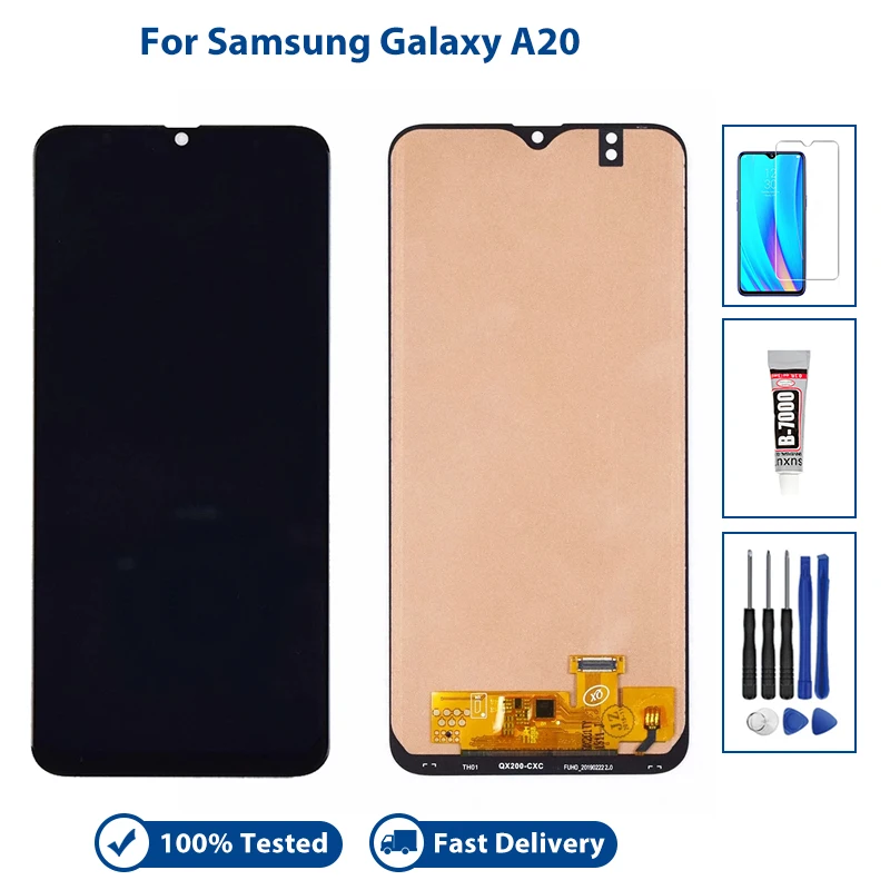 

Screen For Samsung Galaxy A20 A205 SM-A205F A205G A205U Lcd Display Touch Screen Digitizer With Or No Frame Assembly Replacement