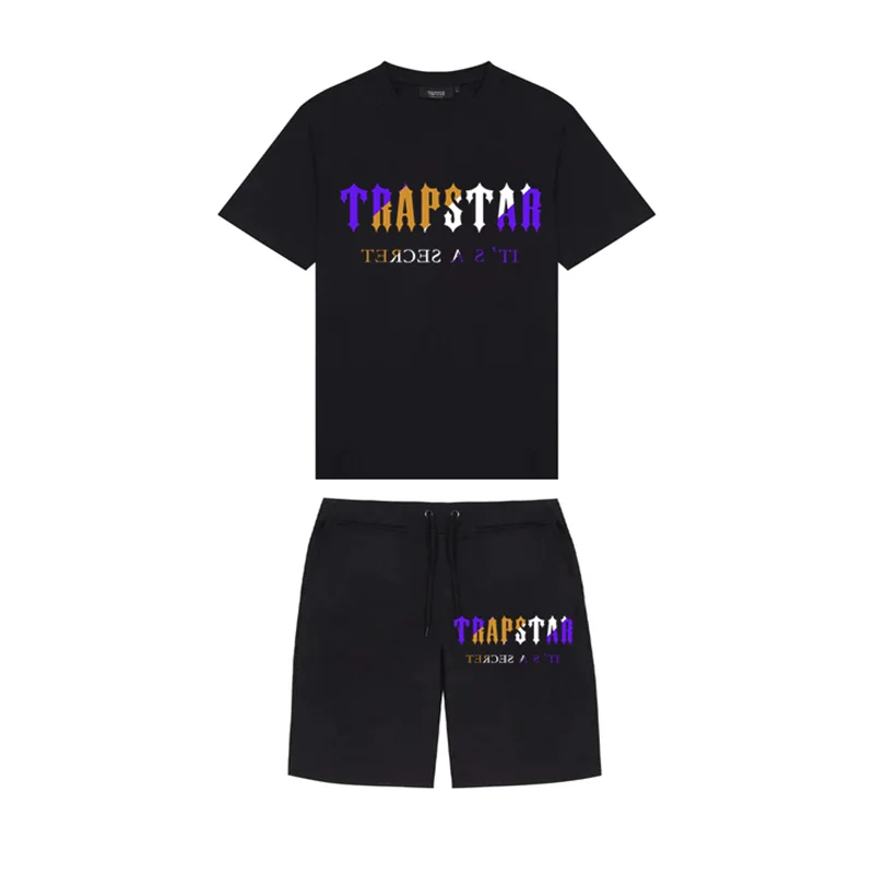 Nova Marca Trapstar Roupas Masculinas Camiseta Conjuntos De Treino Harajuku Topos Camiseta Engraçado Hip Hop Cor t Camisa + prai