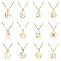 tulx stainless steel zodiac sign necklaces pendants 12 constellation jewelry virgo leo taurus gemini necklace women collar