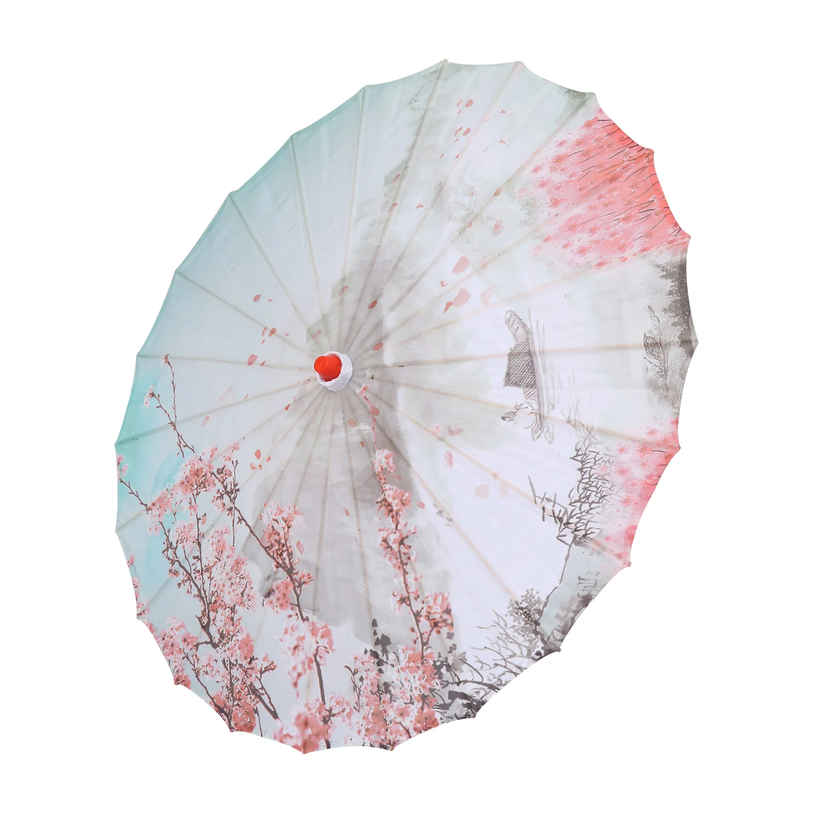 

Rainproof Chinese Oiled Paper Parasol with Handle Red