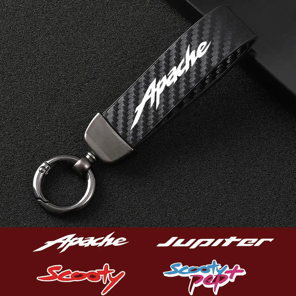 

For TVS Apache Jupiter Scooty Scooty Pept New Fashion Motorcycle Key Ring Carbon Fiber Rope Keychain Man Gifts Auto Accessories