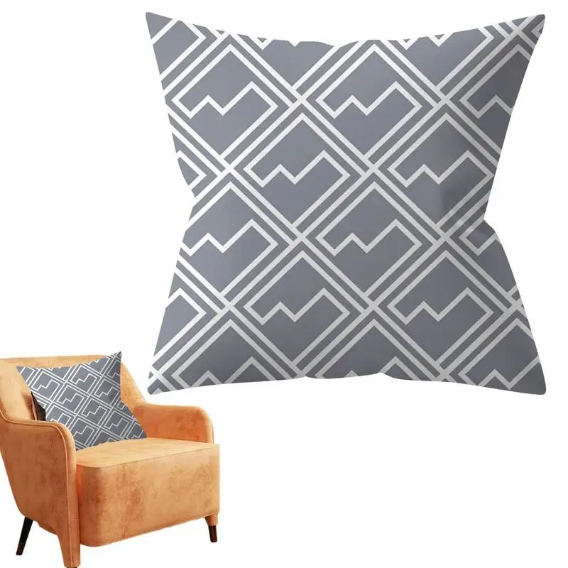 

Pillowcase Decorative Pillowcase Gray Geometric Soft Solid Square Cushion Pillow Cover Home Sofa Decoration 18 X 18 Inches