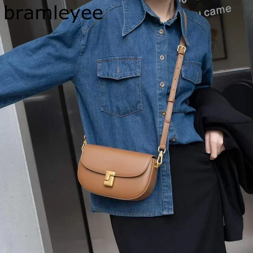 Bramleyee Сумка на плечо из натуральной кожи женская минималистичная сумка через