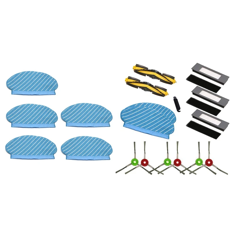 

5Pcs Mop Cloth For Ecovacs Deebot OZMO 950 920 & 1Set Mopping Cloth Rag Main Brush Roller Side Brush HEPA Filter