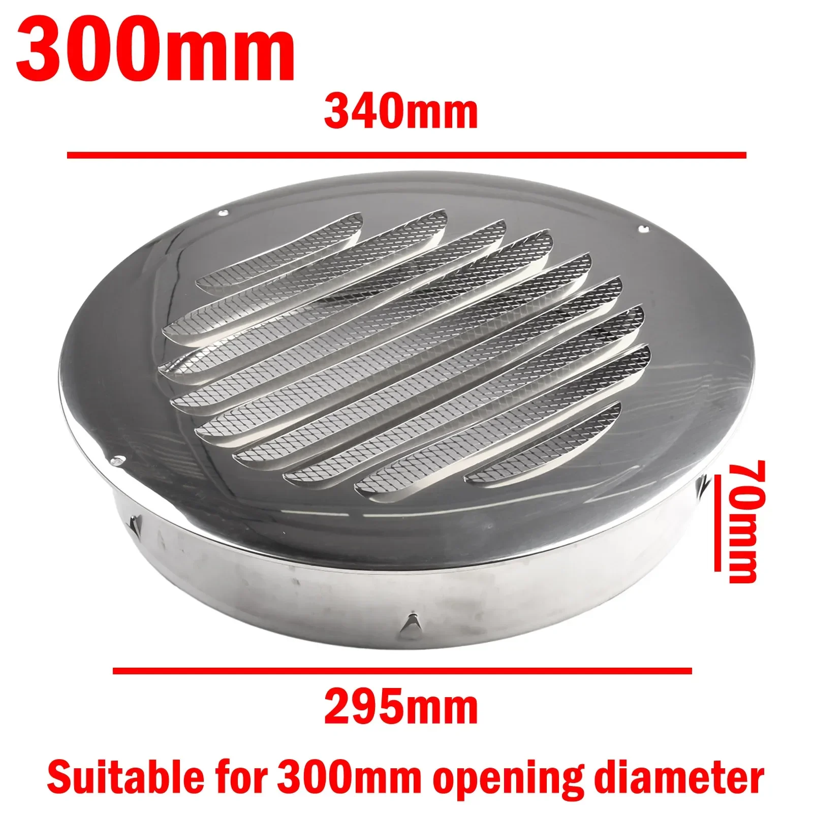 Круглая вентиляционная решетка из нержавеющей стали 70-300 мм внешняя стена