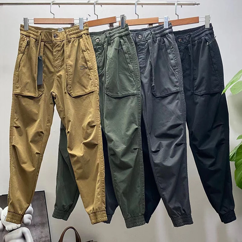 

Elastic Waist Cargo Pants Men Casual Streetwear Trousers Clothing Spring Autumn Stretch Military Multi-Pocket Overalls MA365