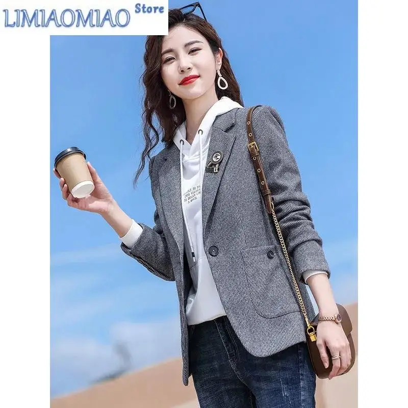 Новый блейзер с узором гусиные лапки женский весенне-осенний повседневный