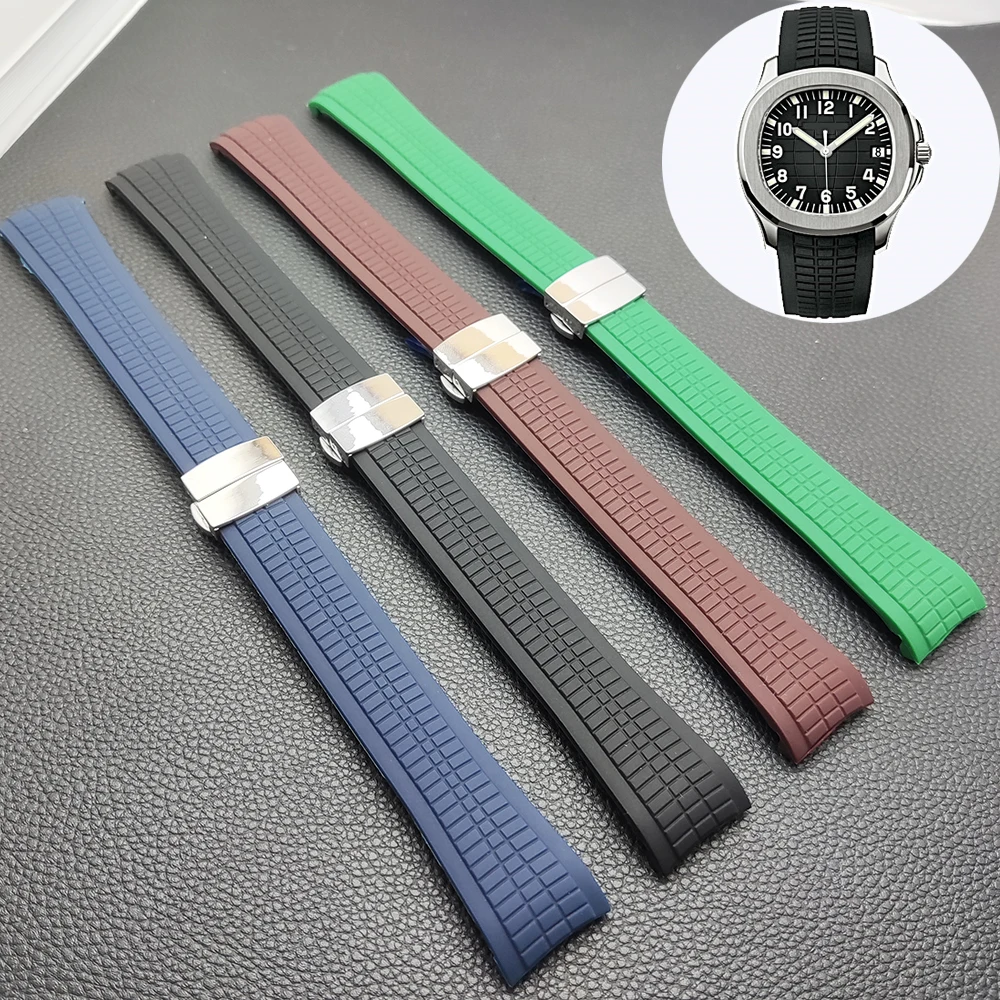 

21mm Butterfly Buckle Strap Color Silicone Strap For Patek Philippe Strap For Aquanaut Philippe Collection 5164a 5167a