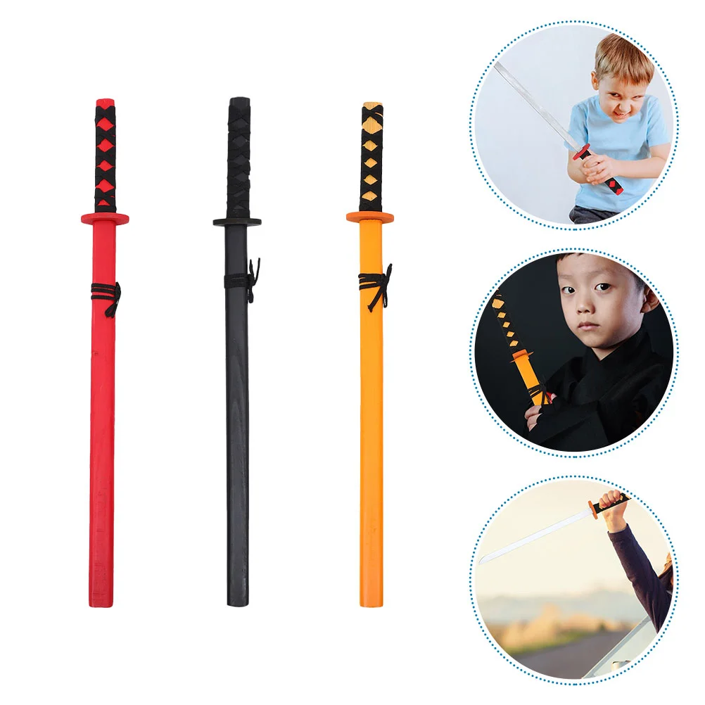 

3pcs Wood Japanese Katana Wooden Katana Cosplay Prop