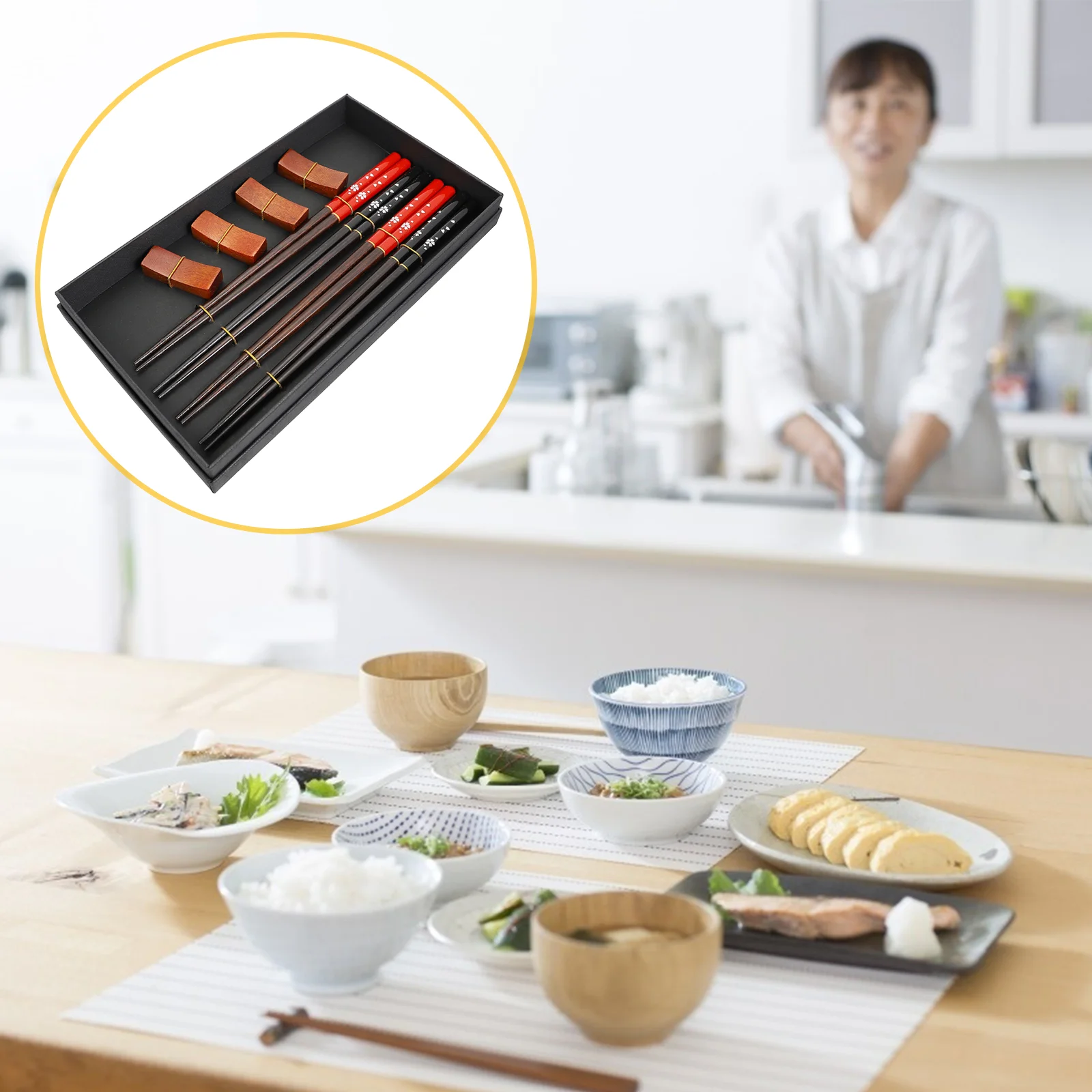 

Chopsticks Gift Set Chopstick Traditional Pillow Cutlery Decorative Rest Wooden Japanese Bamboo Dinner Service Tableware