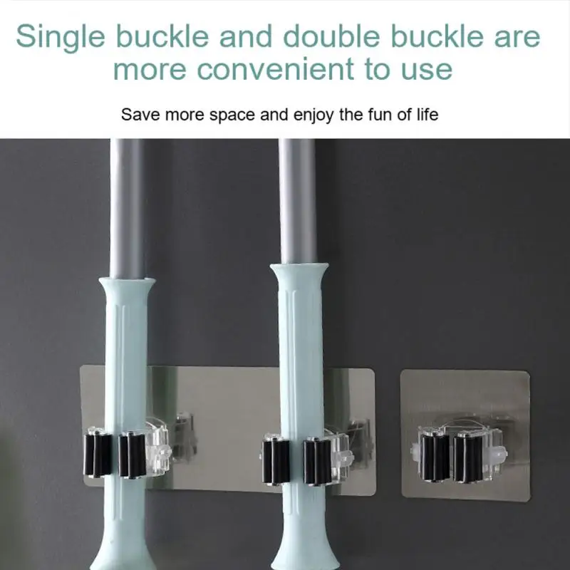 

1/3Pcs Multi-Purpose Hooks Mop Holder Wall Mounted Mop Organizer Broom Hanger Hook Bathroom Waterproof Wall Kitchen Hook Storage