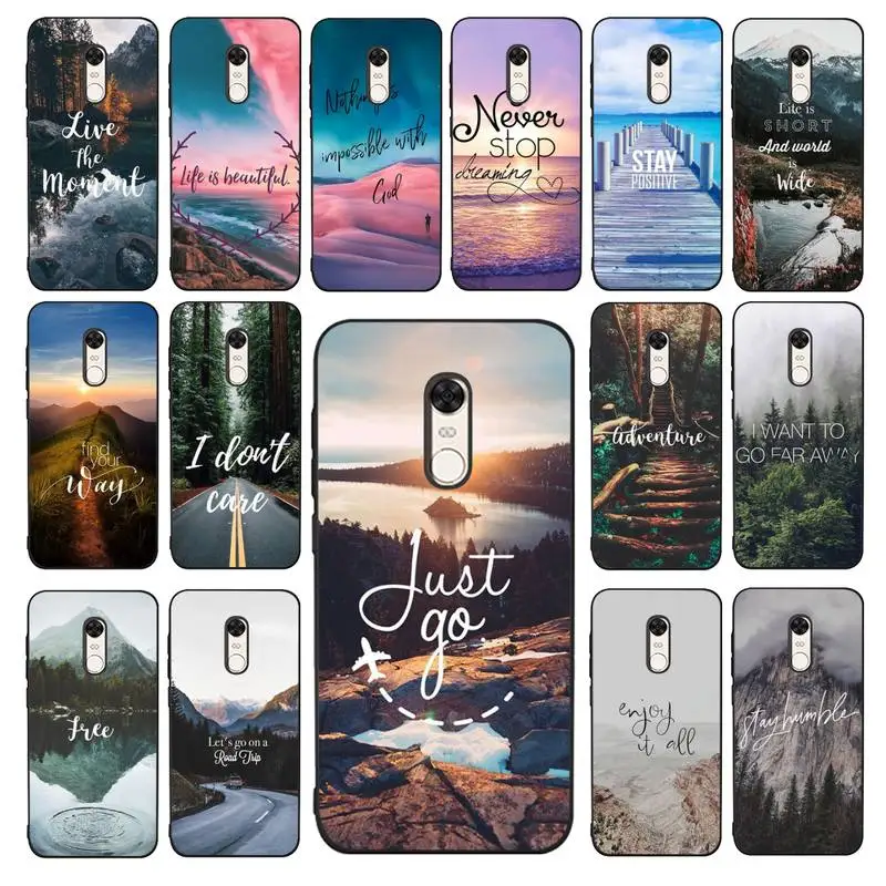 

FHNBLJ Travel Forest Mountain Sea Beach Phone Case for Redmi 5 6 7 8 9 A 5plus K20 4X 6 cover