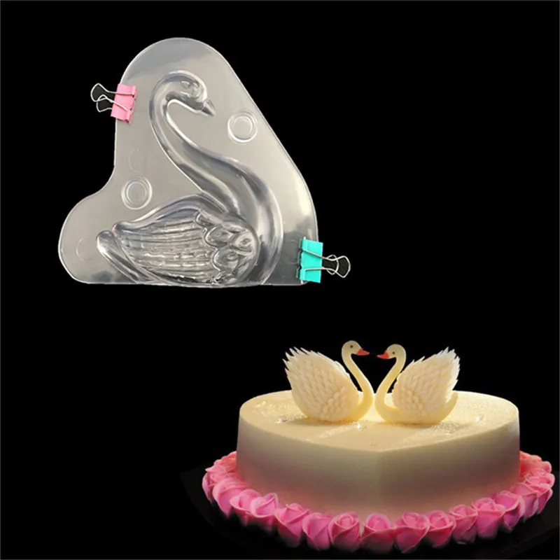 

Прозрачная Пластиковая форма в форме лебедя 3D для украшения шоколада, поликарбоната, конфет, желе, мусса, пасхальный декор