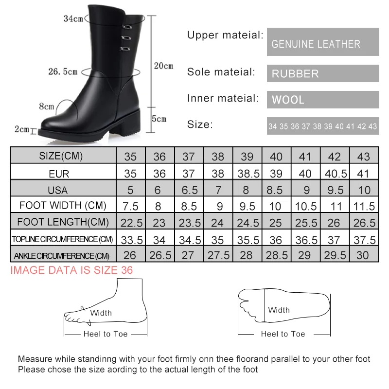 AIYUQI Women Winter Boots Wool 2023 New Genuine Leather Mid-high Boots Women Mid-heel Large Size Women Snow Boots