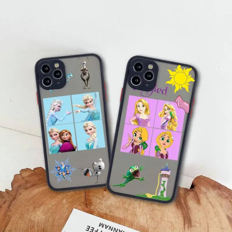 

Disney Princess Elsa Anna Alice Rapunzel Mulan Phone Case For iphone 13 12 11 Pro Max Mini XS 8 7 Plus X SE 2020 XR Matte Cover