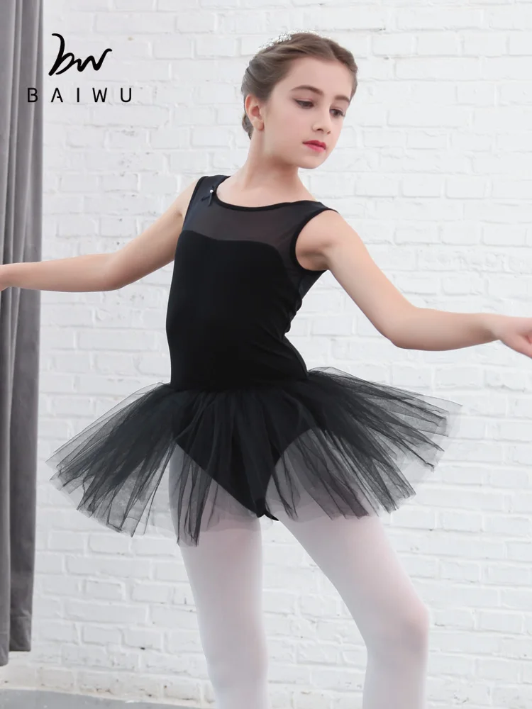 

Детский костюм для балета и танцев, трико без рукавов, топ с фатиновой юбкой, танцевальная одежда для тренировок, Экипировка для девочек, C22047