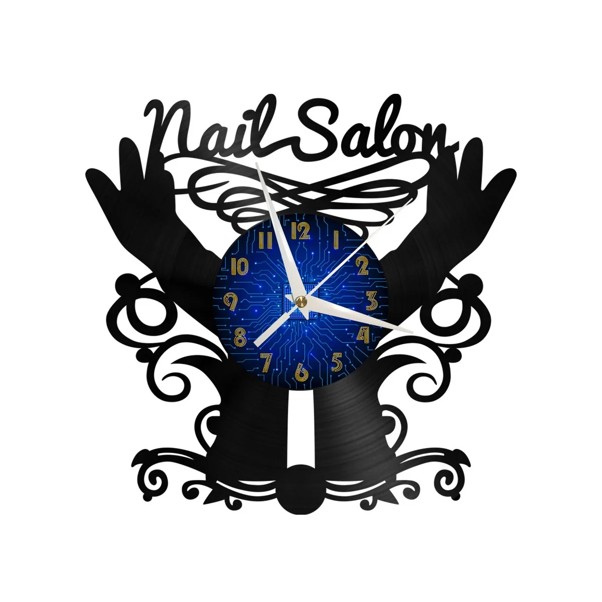 

Nail Salon Club Vinyl Wall Clock, Vinyl Record Clock Wall Art Silent & Non-ticking