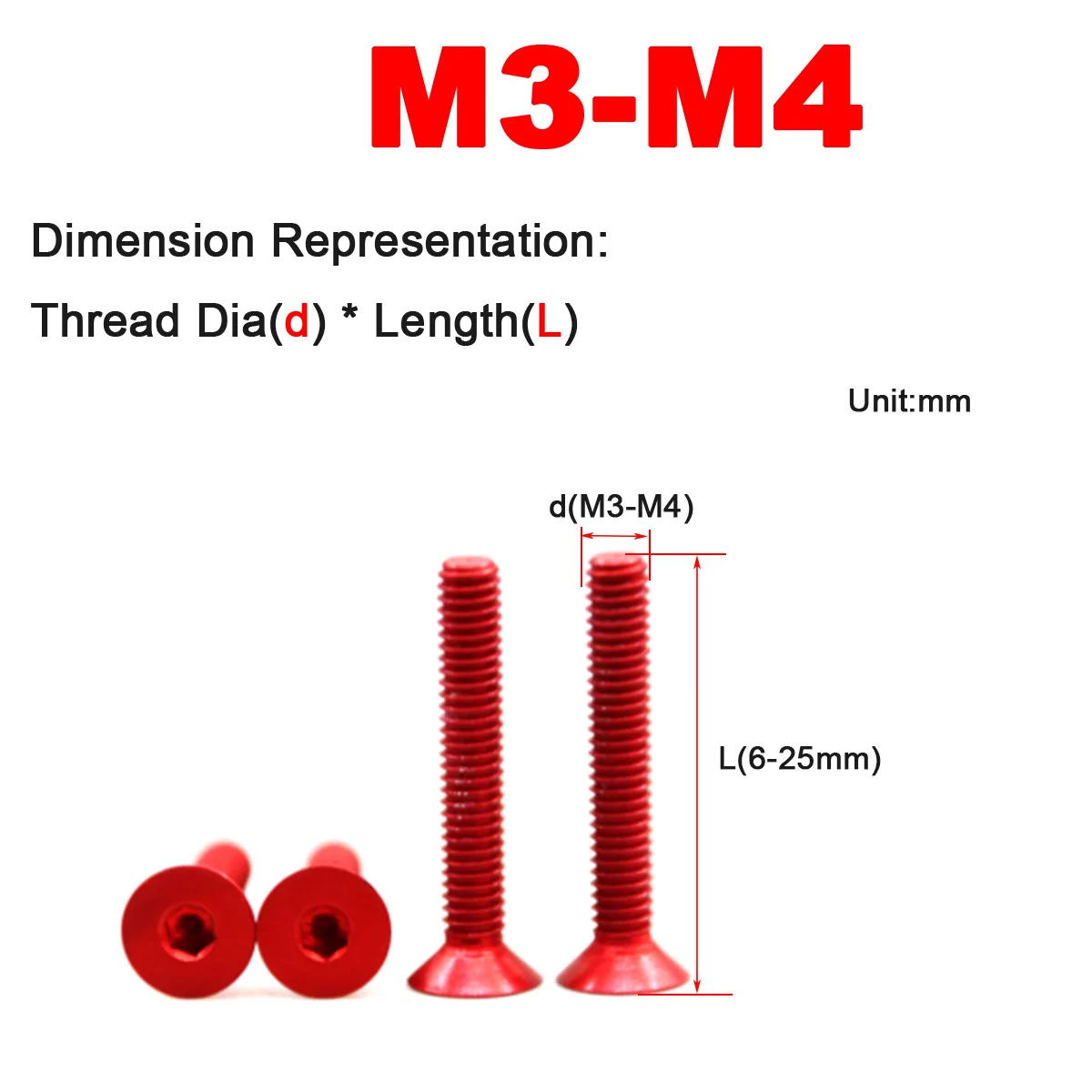 

M3M4 Aluminum Alloy Colored Oxidation Countersunk Head Conical Hexagonal Machine Screw