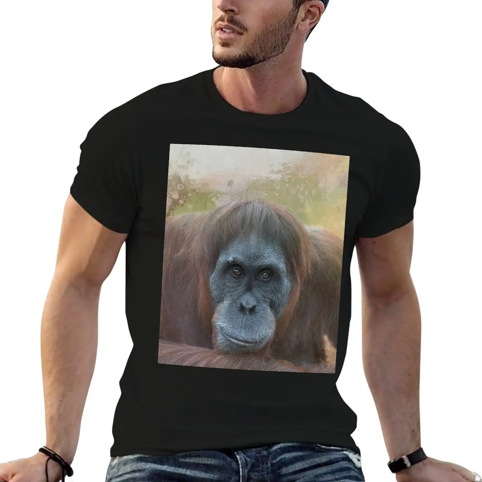 Фото Футболка Orang Utan Three, удобная базовая футболка с круглым вырезом №1