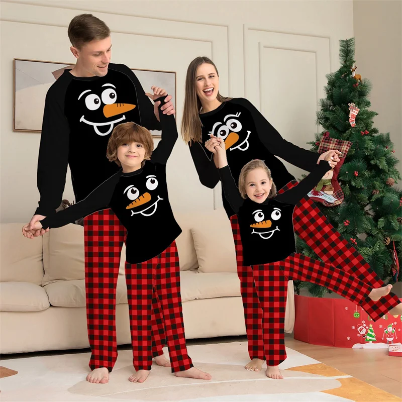 2022 Cute Christmas Family Matching Outfits Plaid Father Mother & Children Pajamas Set Mommy and Me Xmas Pj's Clothes Tops+Pants