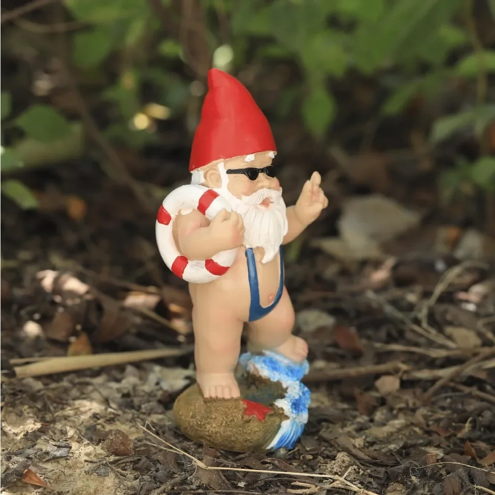 Подарки с синим китом 15 см забавное садовое украшение в виде гнома - дизайн кольца