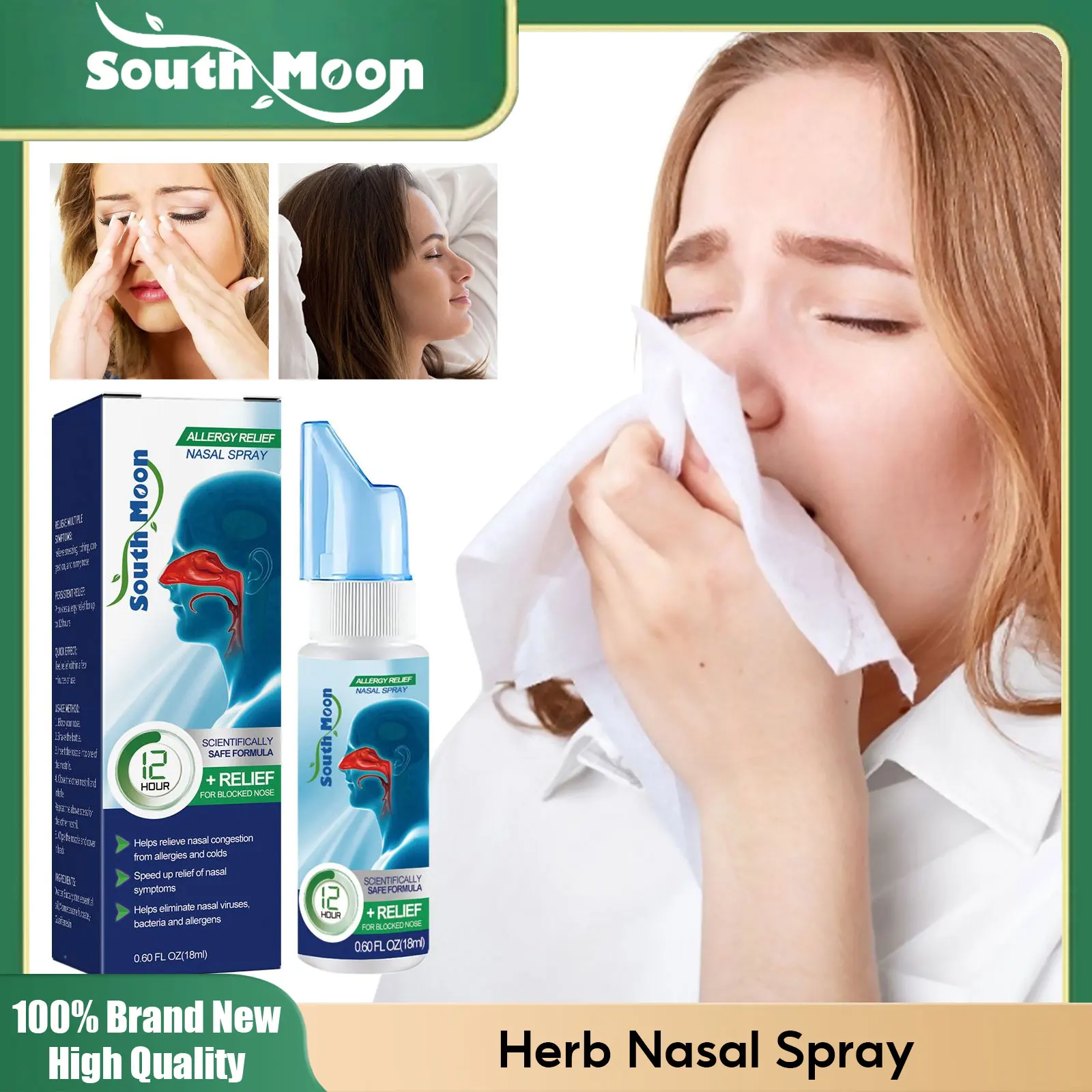 

Herb Nasal Spray Treatment Chronic Allergic Rhinitis Sinusitis Relieve Nose Itching Anti-sneeze Chinese Medical Nose Care 18ml