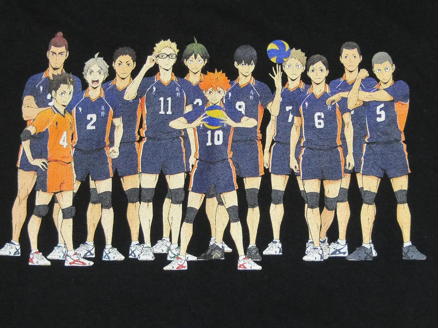 Мужская черная футболка с рисунком Haikyu Anime Karasuno High Players Characters