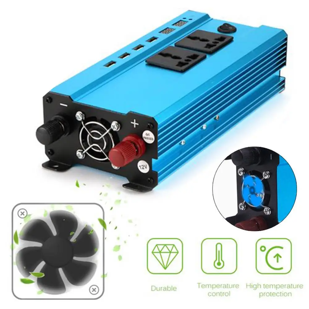 

Hot Sell 1200W Digital Display Car Power Inverter Charger DCS to AC Converter with 4 USB
