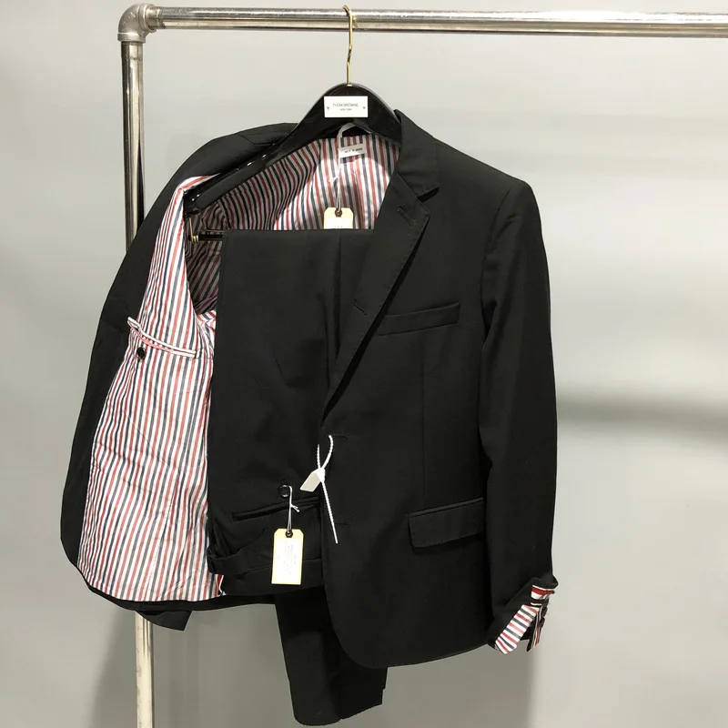 

TB suit suit high waist three-color red, white and blue ribbon yarn-dyed gentleman British style suit suit