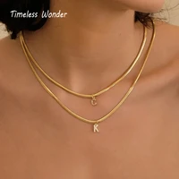 timeless wonder titanium zirconia initial charms choker necklace for women jewelry goth kpop emo ins letter snake chain 3026