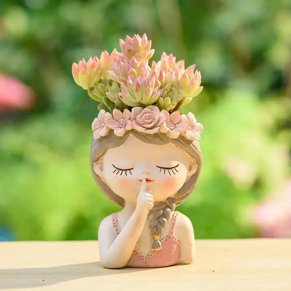 Милый декоративный горшок для девочек, нордический полимер, суккуленты, кактус, цветочный горшок для лица, цветочный горшок для дома и сада H7H8